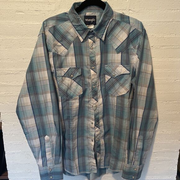 Wrangler Other - Americana Rodeo Workwear Wrangler Authentic Western Wear PearlSnap Plaid Shirt L
